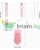 К-т 2 броя силиконови четки за бебешки шишета и 1 брой метална